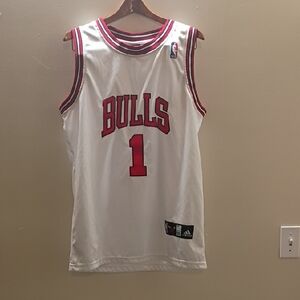 Adidas Bulls White and Red Basketball Jersey